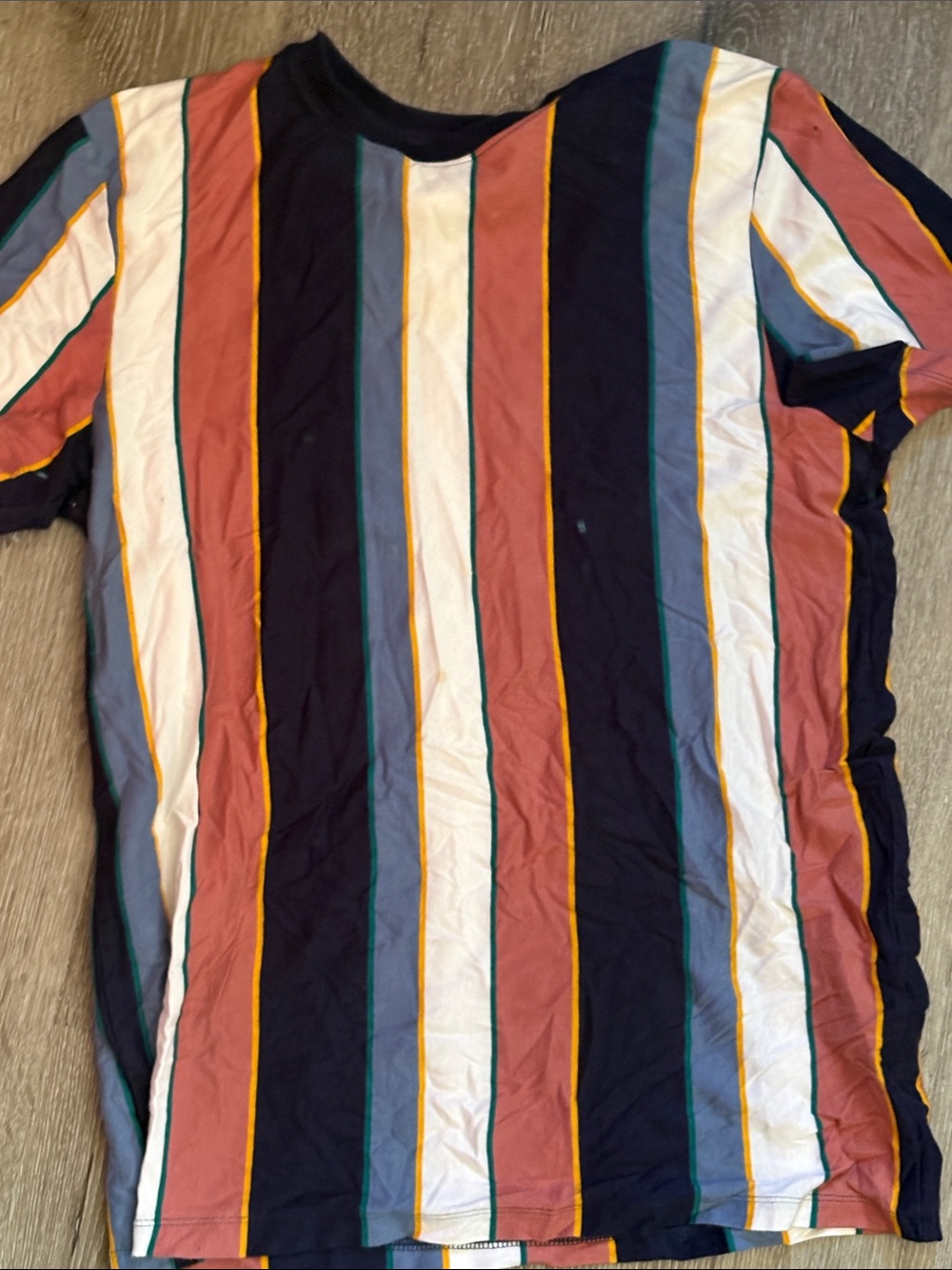 Men's Multicolor Vertical Stripe T-Shirt - Navy, Rust & White
